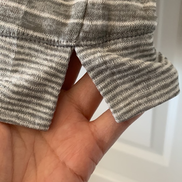 NWT LOFT Gray And White Stripe Crewneck Top - Picture 8 of 11